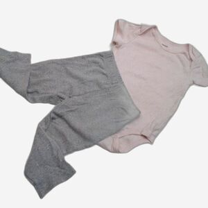 Carter's Girls Shortsleeve Onesie & Pants Cotton Outfit Pink White Gray 18 Month